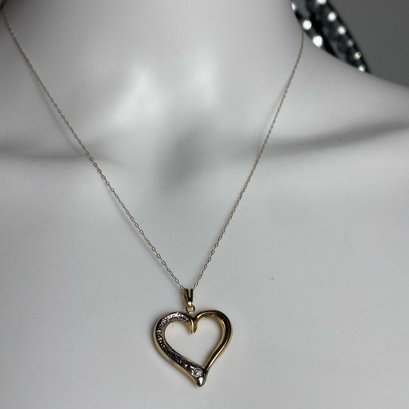 Necklace Charles Winston CW 10K Gold & White open Heart.18” - Picture 6 of 11